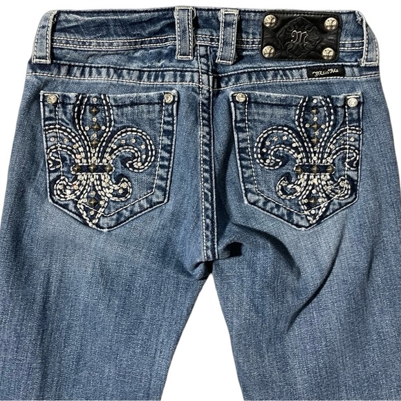 Miss Me women jeans Modelo style bootcut size 27 med Wash Distressed Blue Denim - Picture 9 of 14